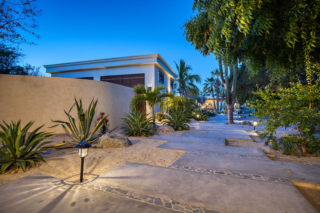Entrance walkway at dusk